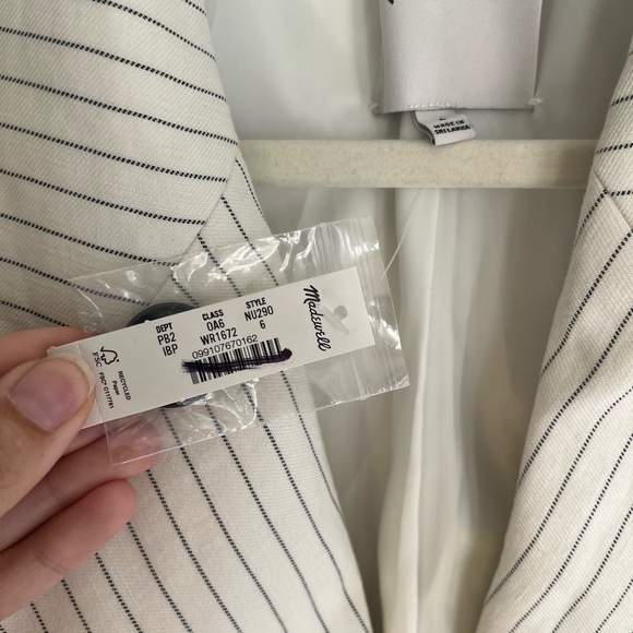 NWT! MADEWELL Relaxed Blazer in Pinstripe Linen Blend Size 6 - Picture 6 of 9